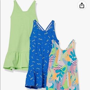Spotted Zebra Girls and Toddlers Knit Sleeveless Cross-Back Tank Dresses.